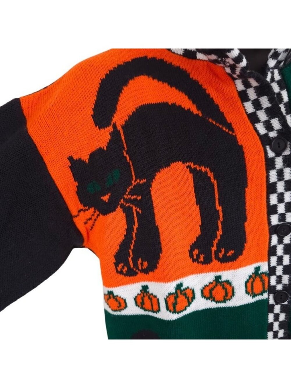 Vintage Snoopy Halloween Cardigan Sweater Womens Size Large 90s Patchwork - Picture 5 of 8